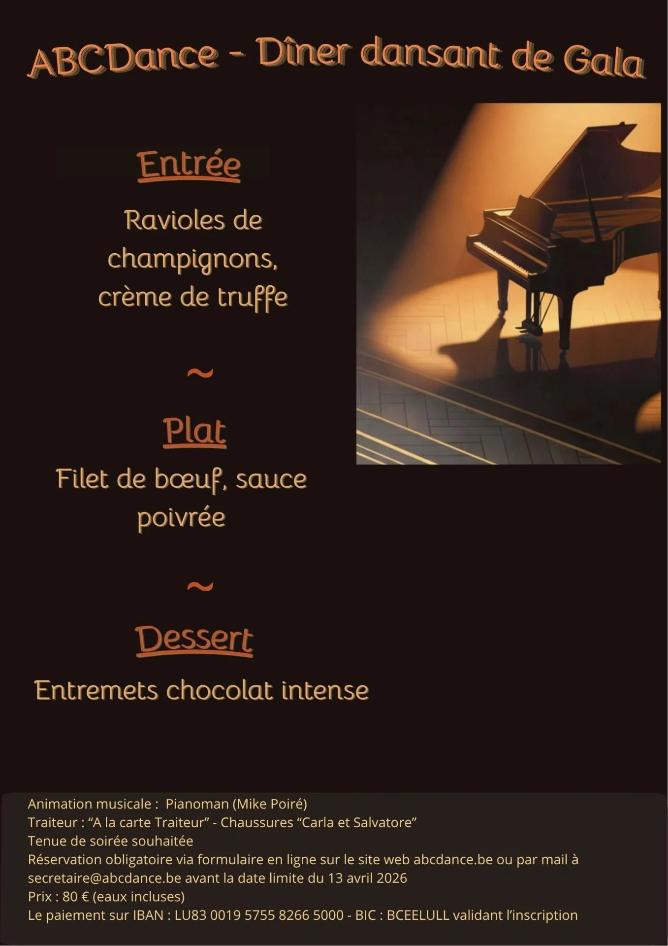 Menu soiree de gala 2026